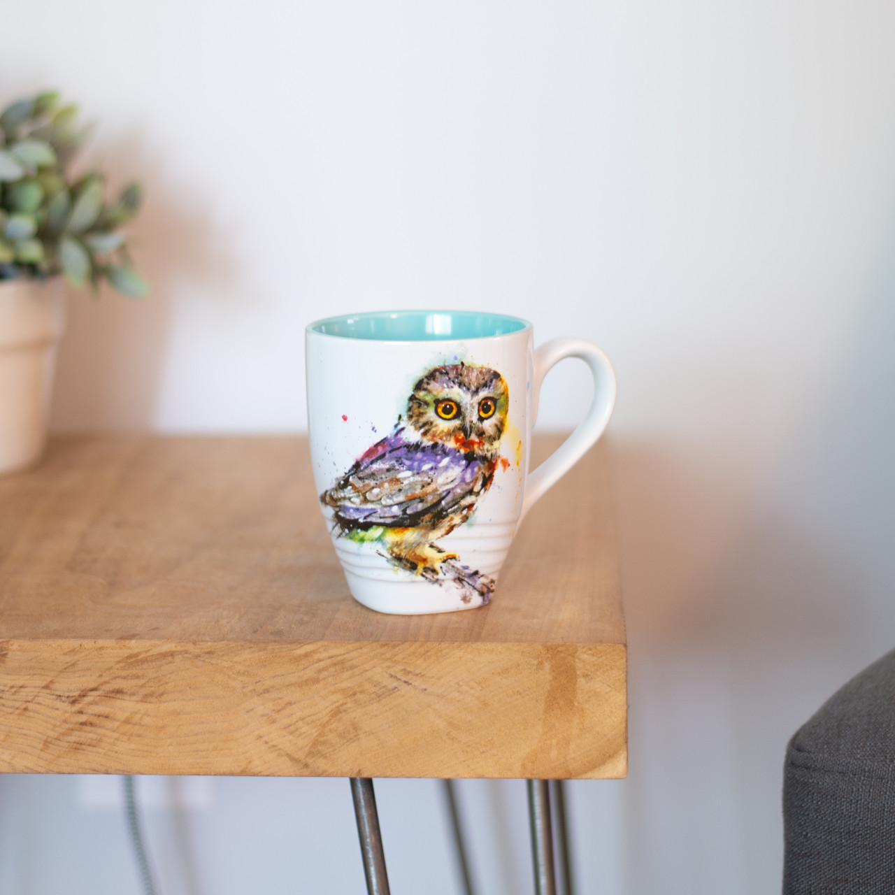 Dean Crouser Stoneware Watercolor Owl on a Branch Mug 16oz thumbnail