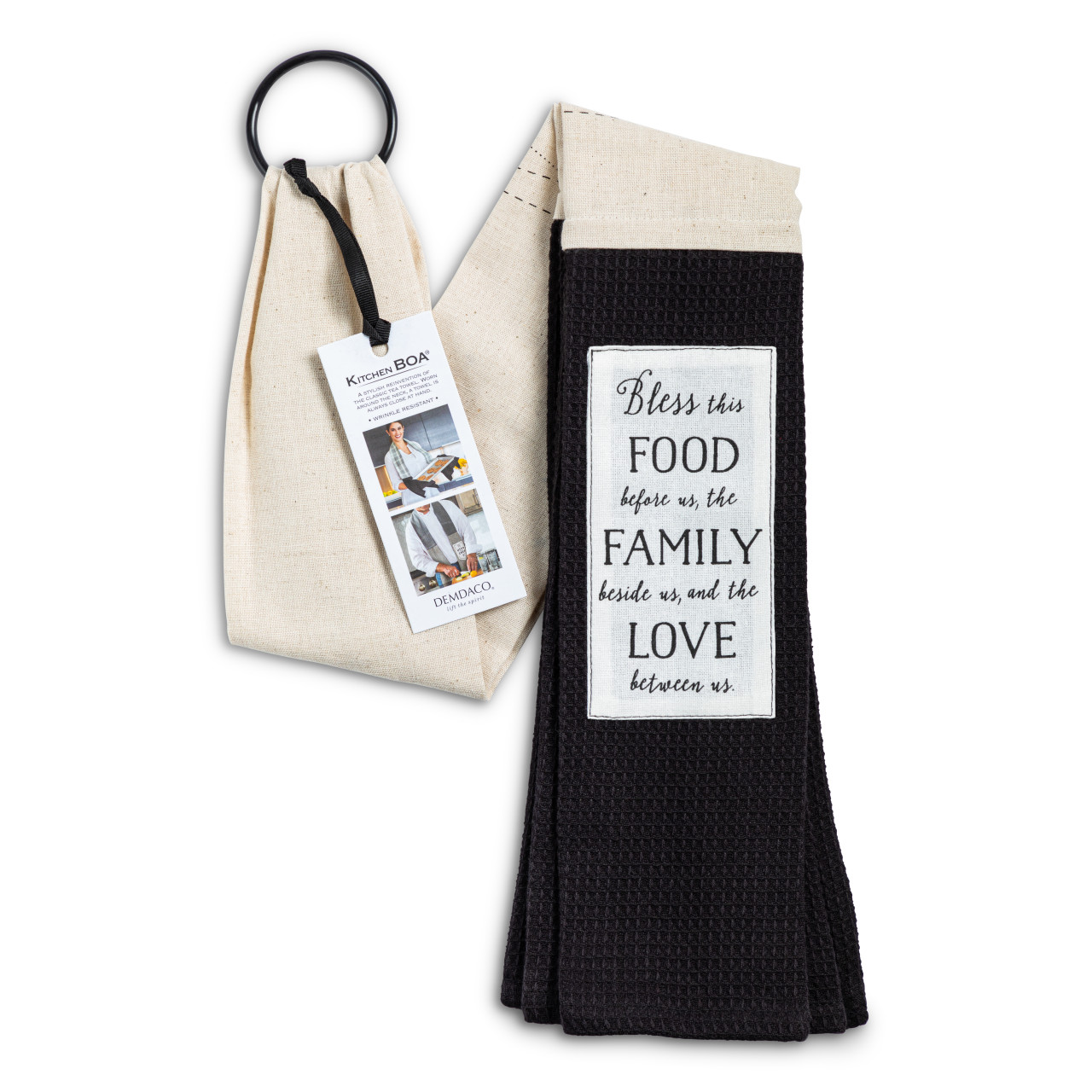 byDesign Serving Black & White Bless Family, Food, Love Kitchen Boa 4" x 69" thumbnail