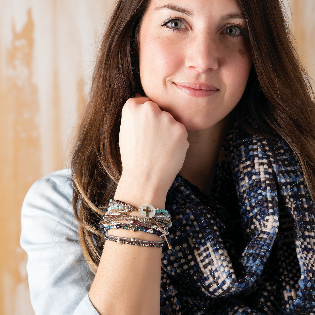 Your Journey Gray Adjustable Beaded Prayer Bracelet 7" thumbnail