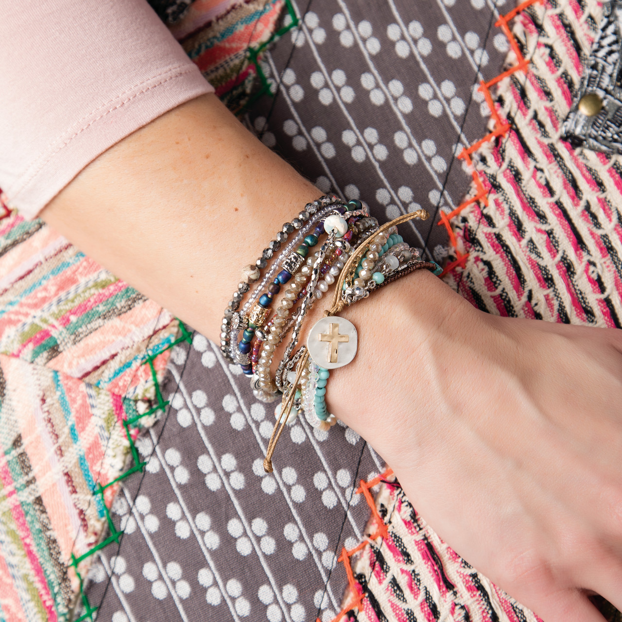 Your Journey Turquoise Adjustable Beaded Prayer Bracelet 7" thumbnail