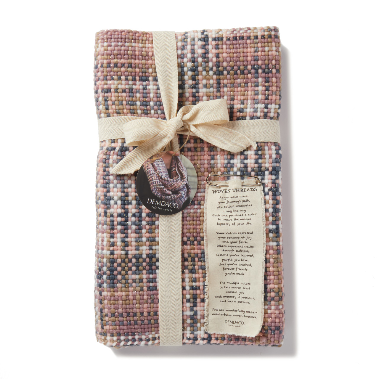 Pink Woven Threads Infinity Scarf thumbnail