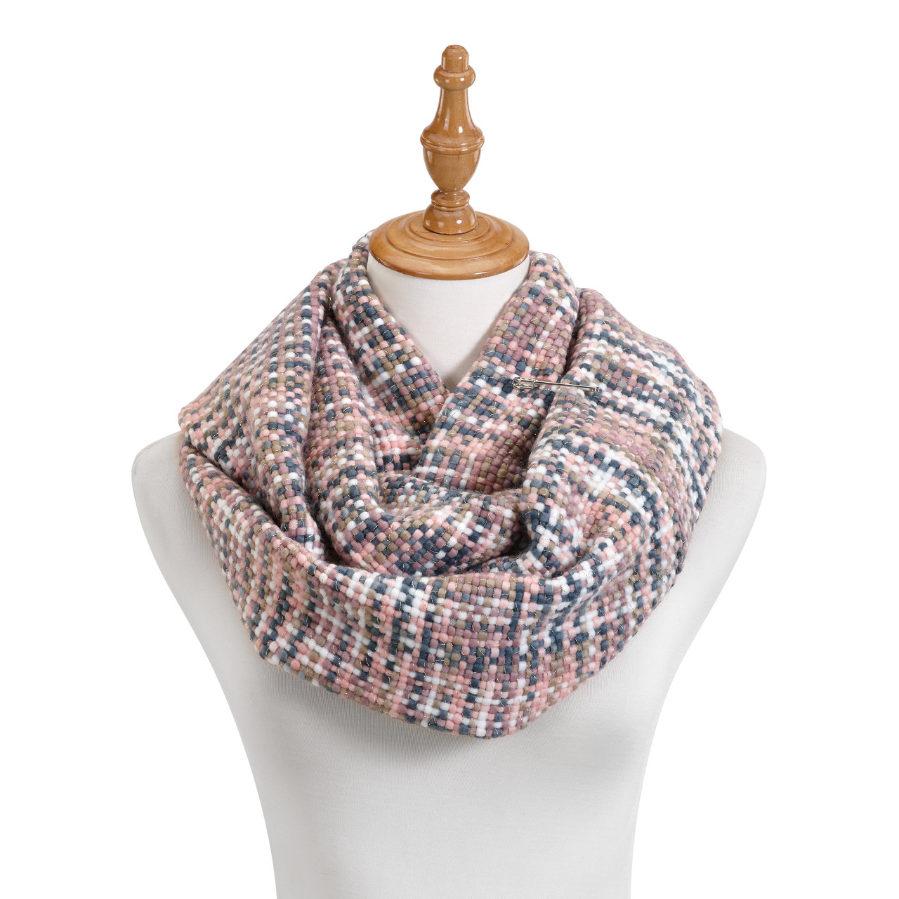 Pink Woven Threads Infinity Scarf thumbnail