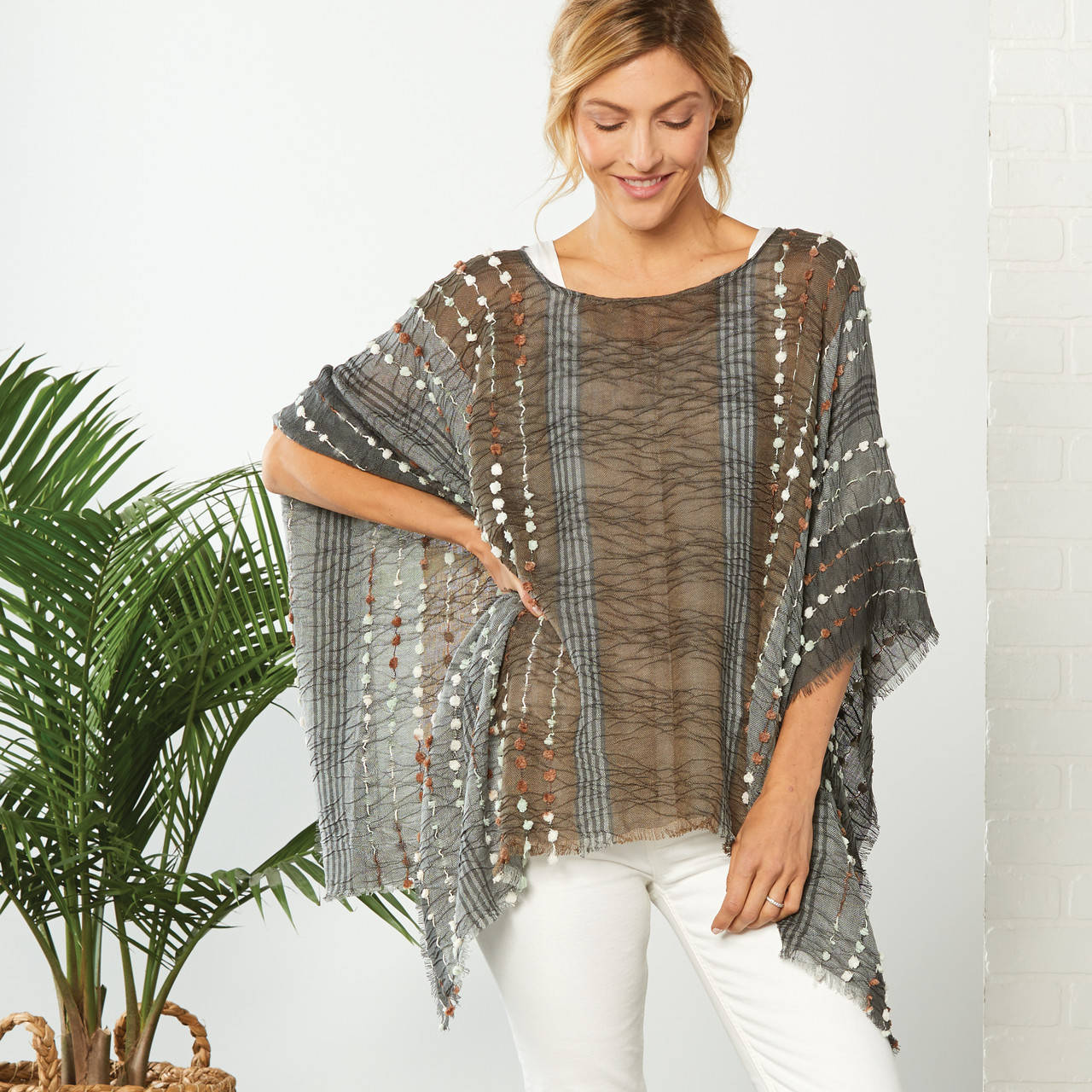 Textured Poncho - Gray Mix thumbnail