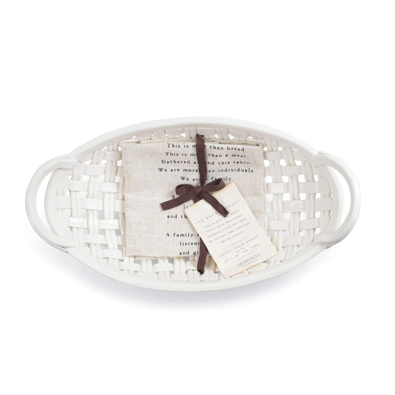 Gatherings Collection Ceramic Bread Basket With Towel thumbnail
