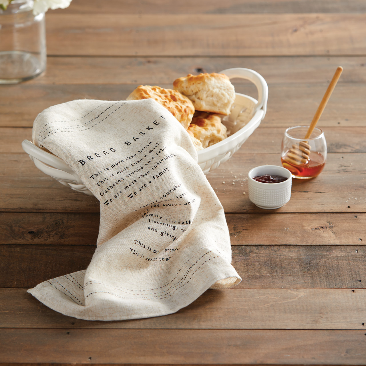 Gatherings Collection Ceramic Bread Basket With Towel thumbnail