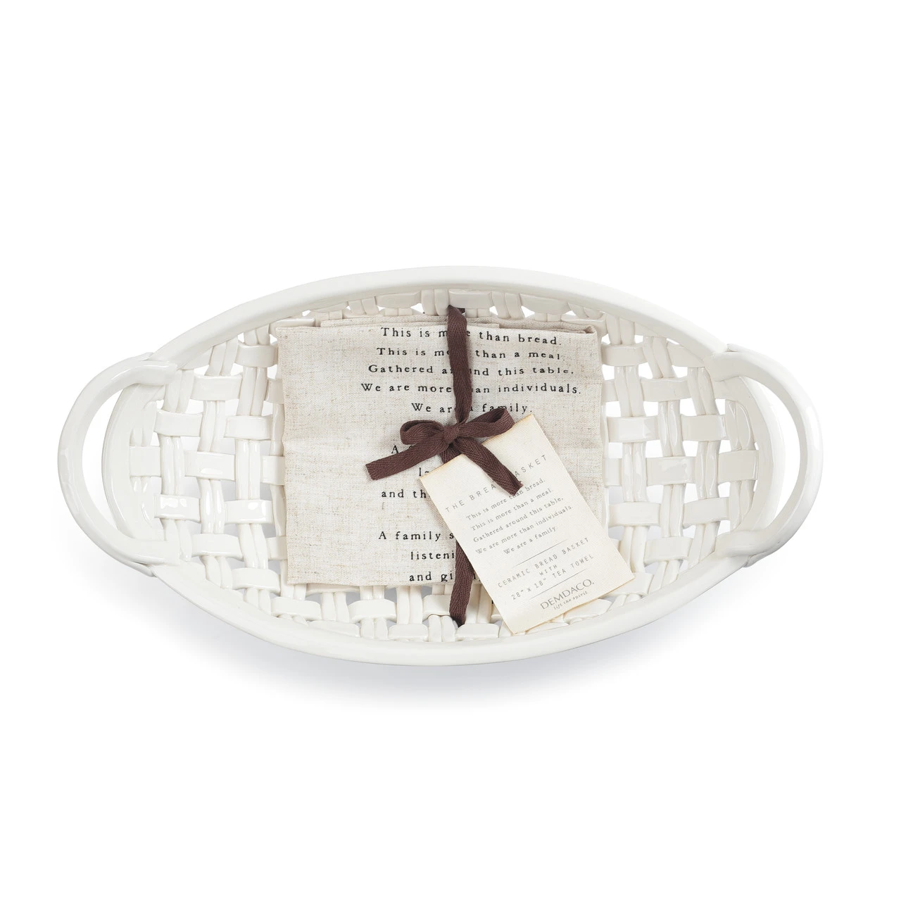 Gatherings Collection Ceramic Bread Basket With Towel thumbnail