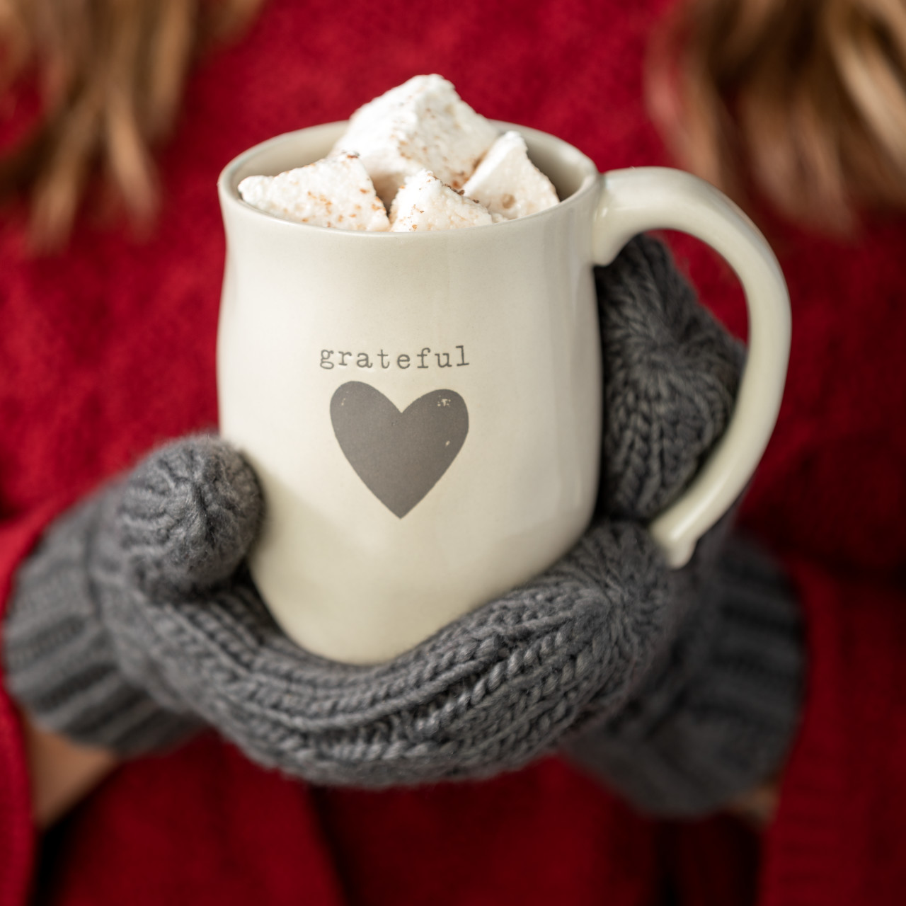 Warm Heart Ivory Stoneware Grateful Heart Mug 16oz thumbnail