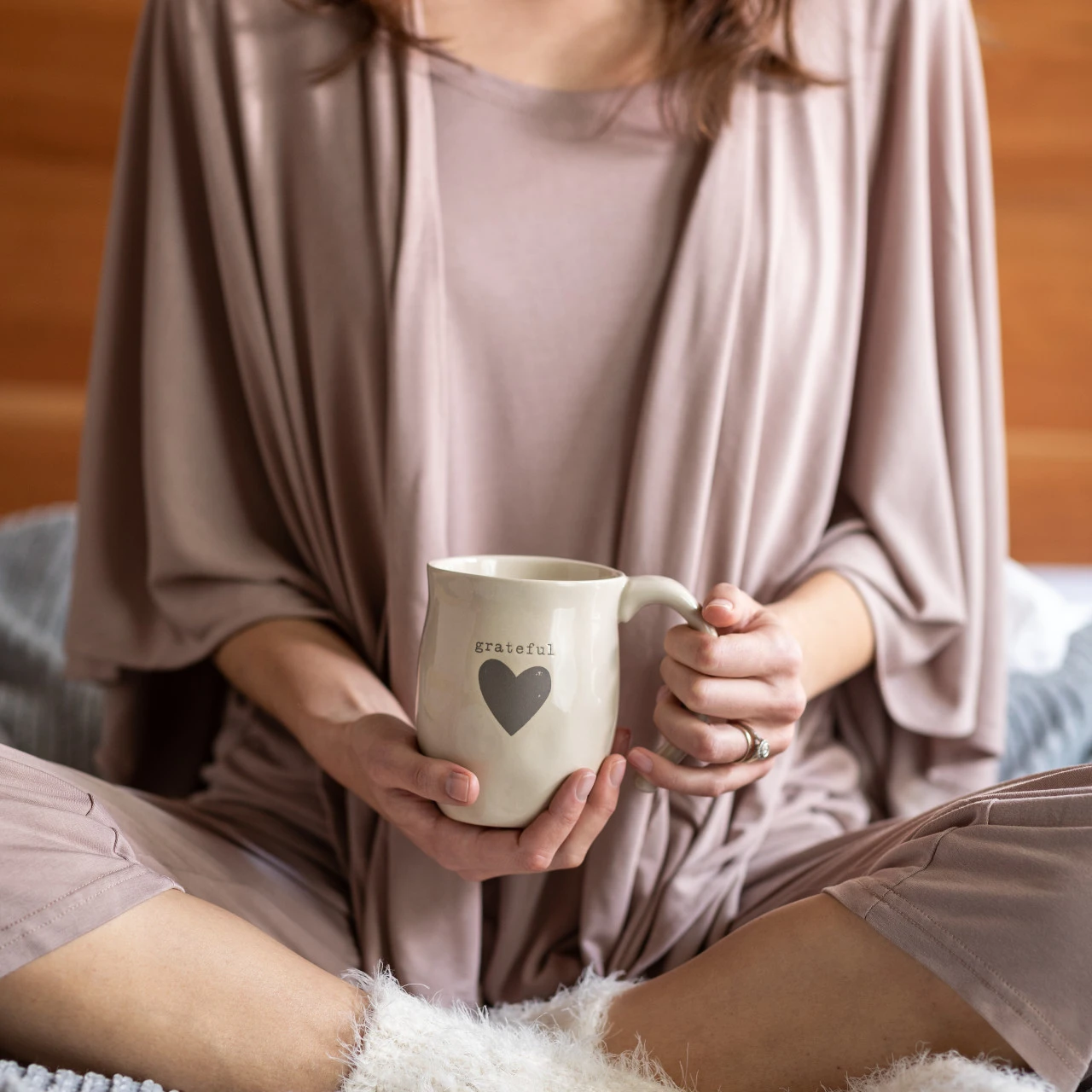 Warm Heart Ivory Stoneware Grateful Heart Mug 16oz thumbnail