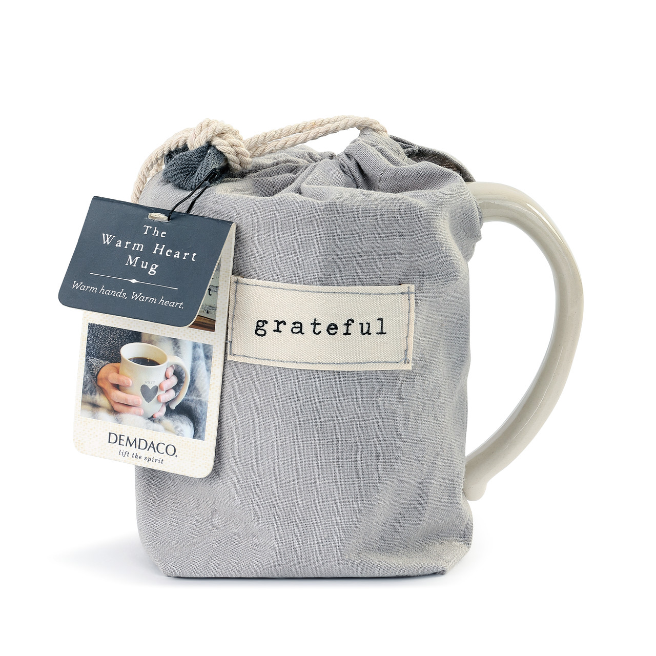 Warm Heart Ivory Stoneware Grateful Heart Mug 16oz thumbnail