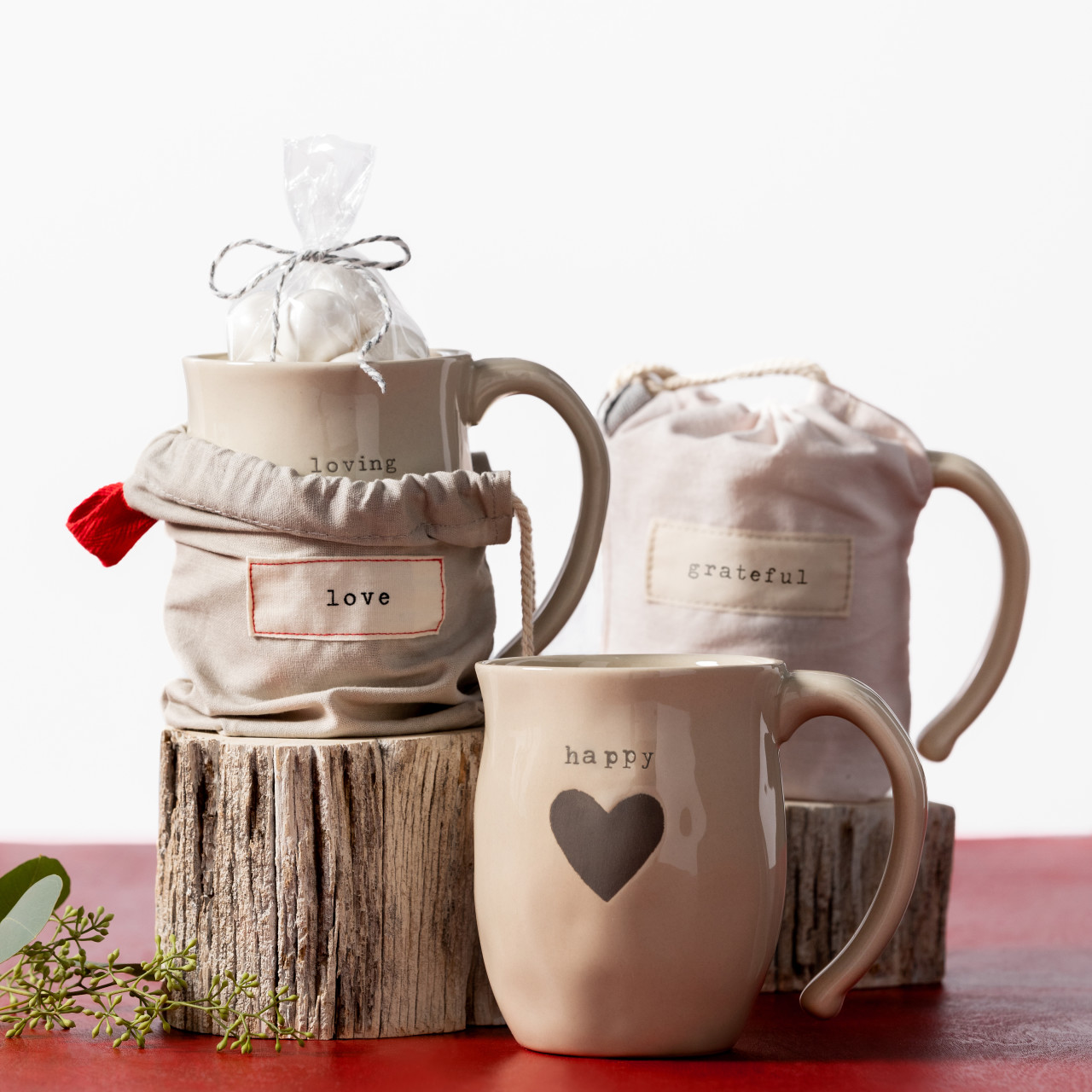 Warm Heart Ivory Stoneware Happy Heart Mug 16oz thumbnail