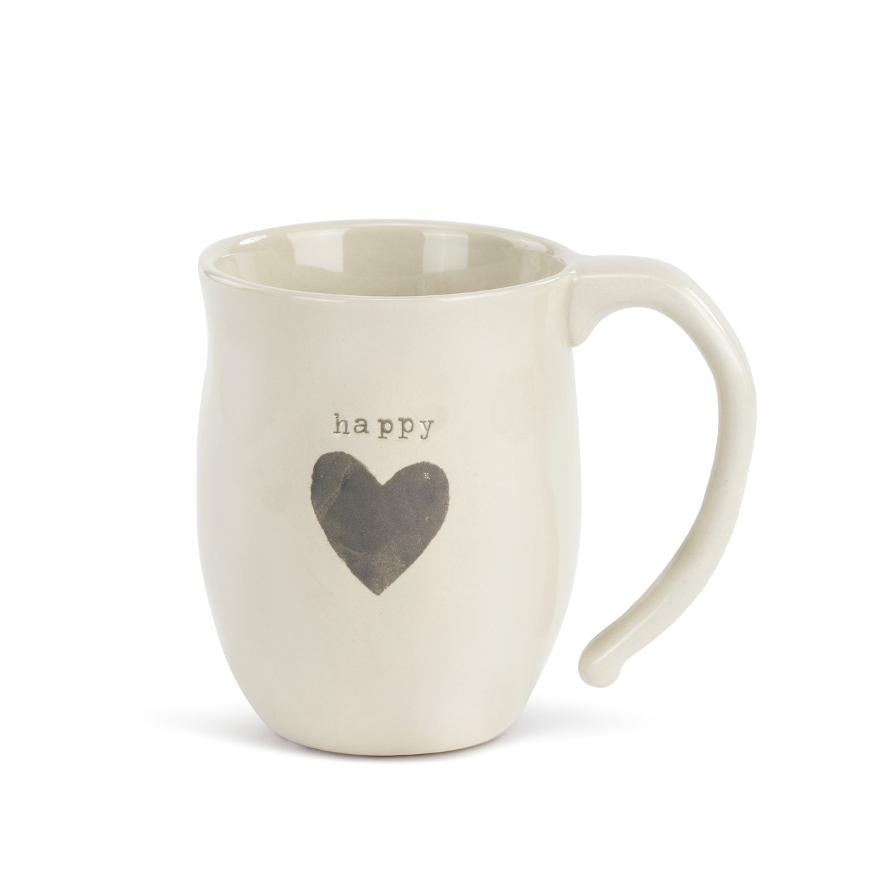 Warm Heart Ivory Stoneware Happy Heart Mug 16oz thumbnail