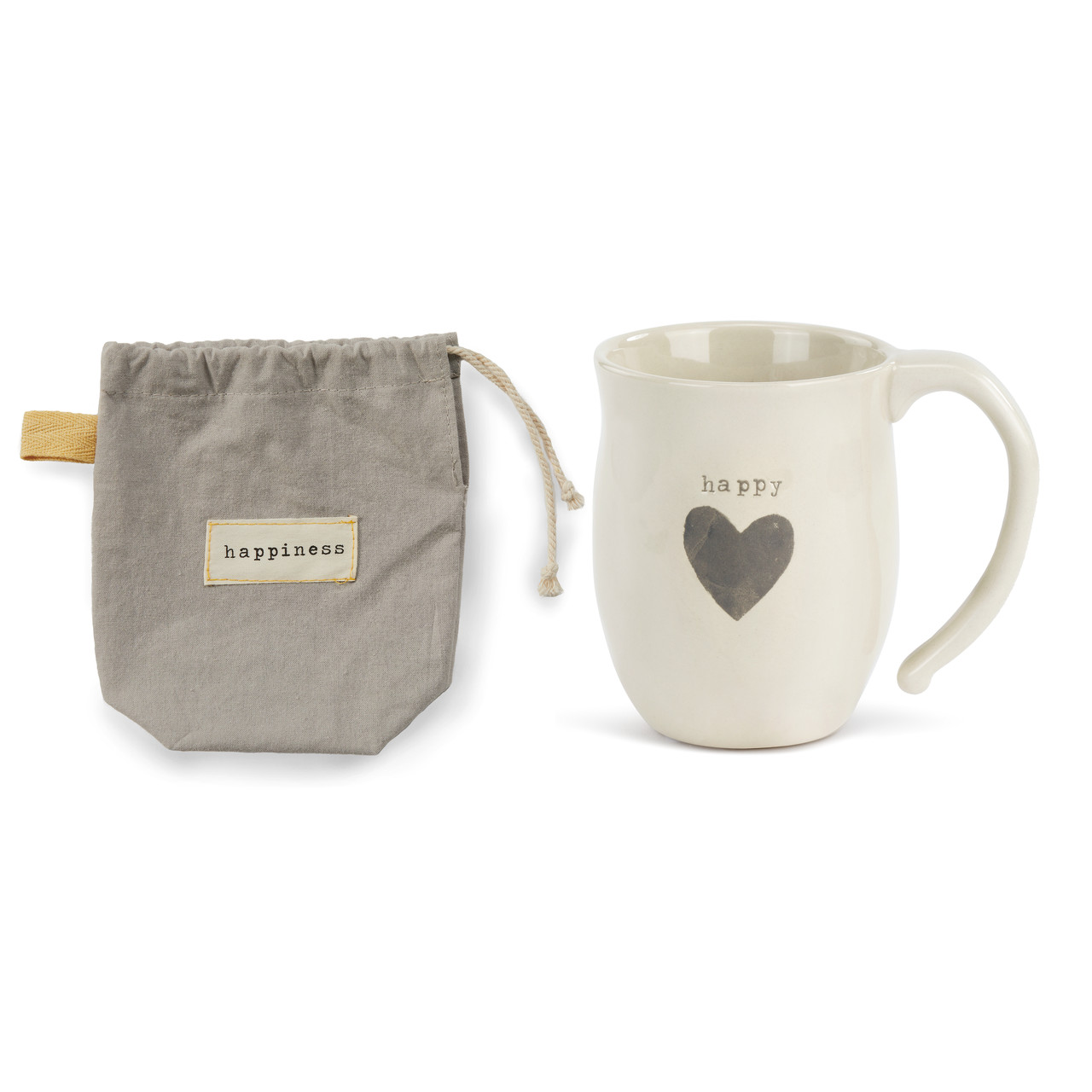 Warm Heart Ivory Stoneware Happy Heart Mug 16oz thumbnail