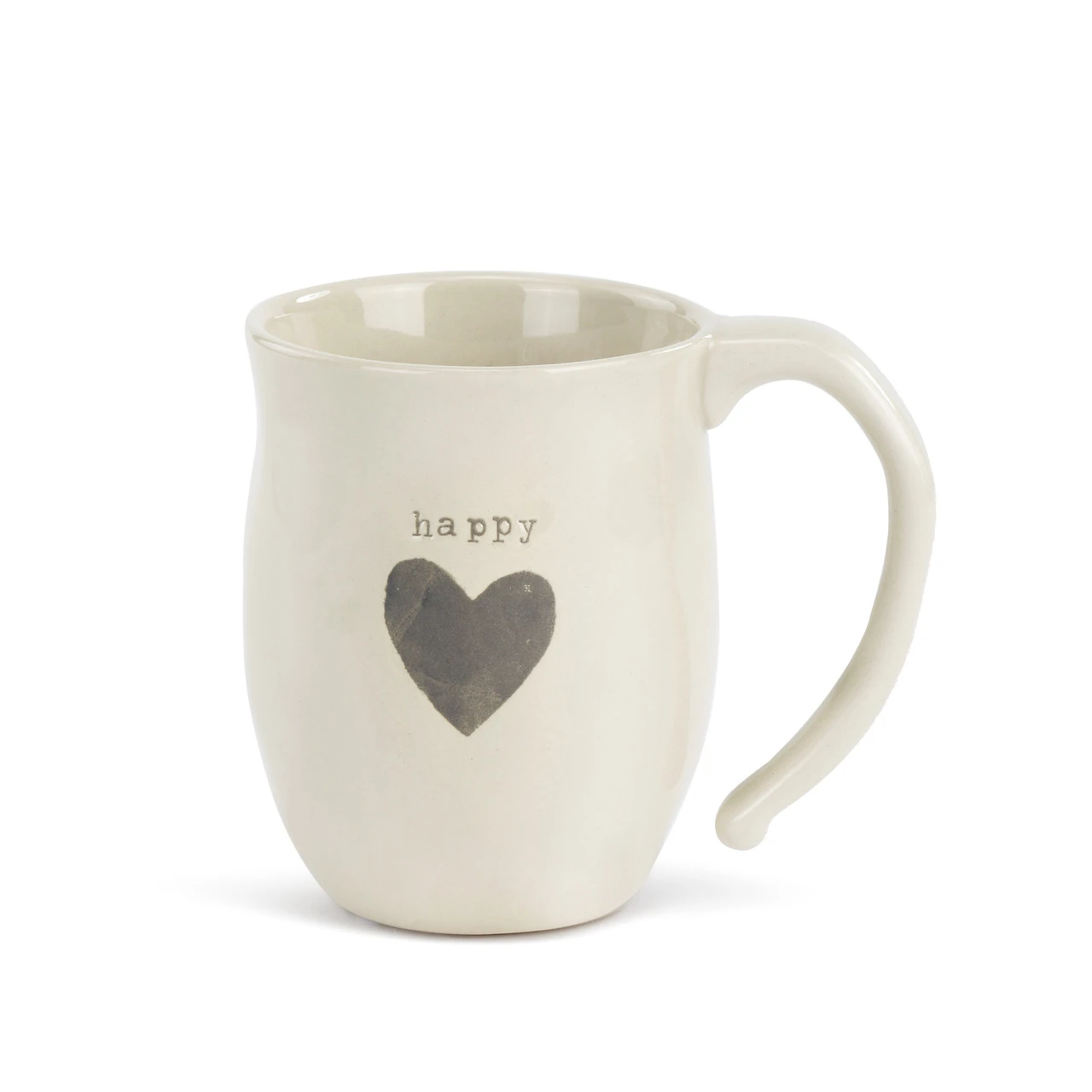 Warm Heart Ivory Stoneware Happy Heart Mug 16oz thumbnail