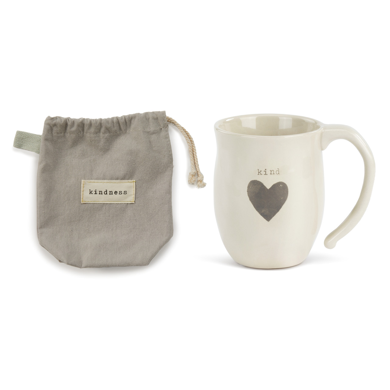 Warm Heart Ivory Stoneware Kind Heart Mug 16oz thumbnail