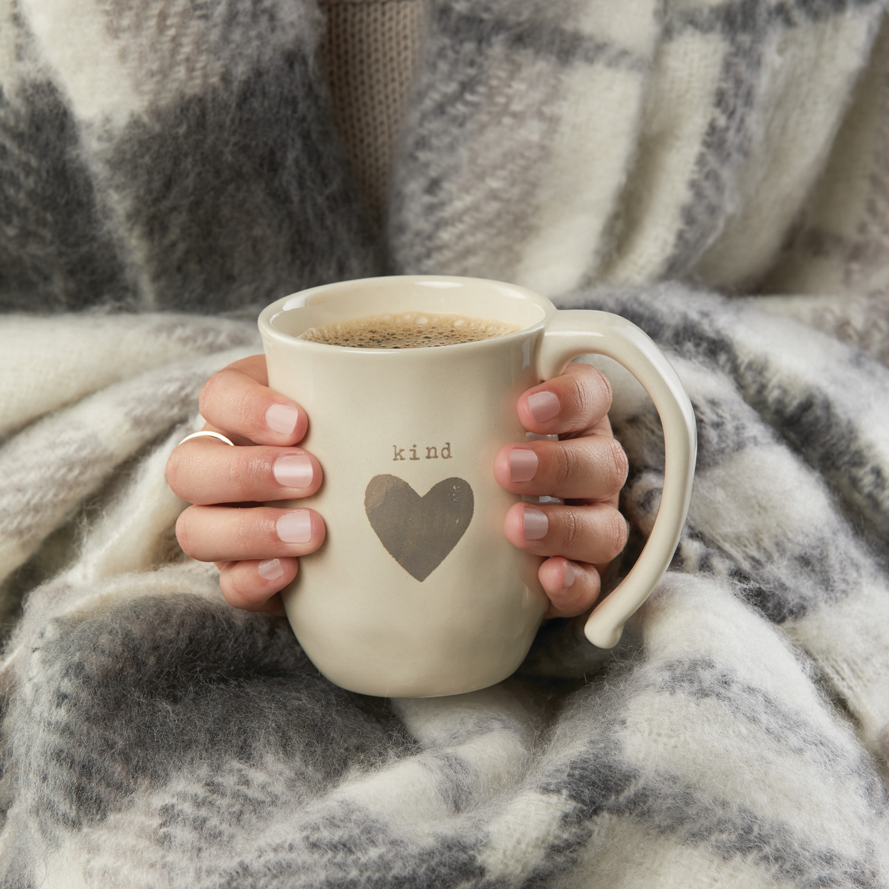 Warm Heart Ivory Stoneware Kind Heart Mug 16oz thumbnail