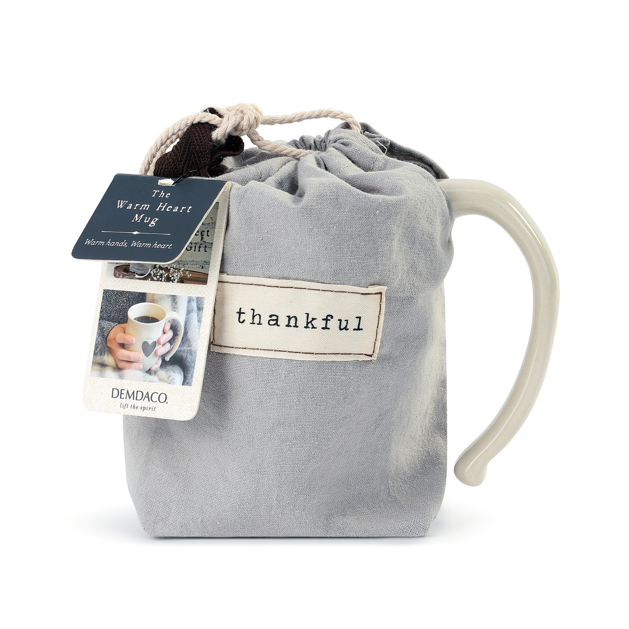 Warm Heart Ivory Stoneware Thankful Heart Mug 16oz thumbnail