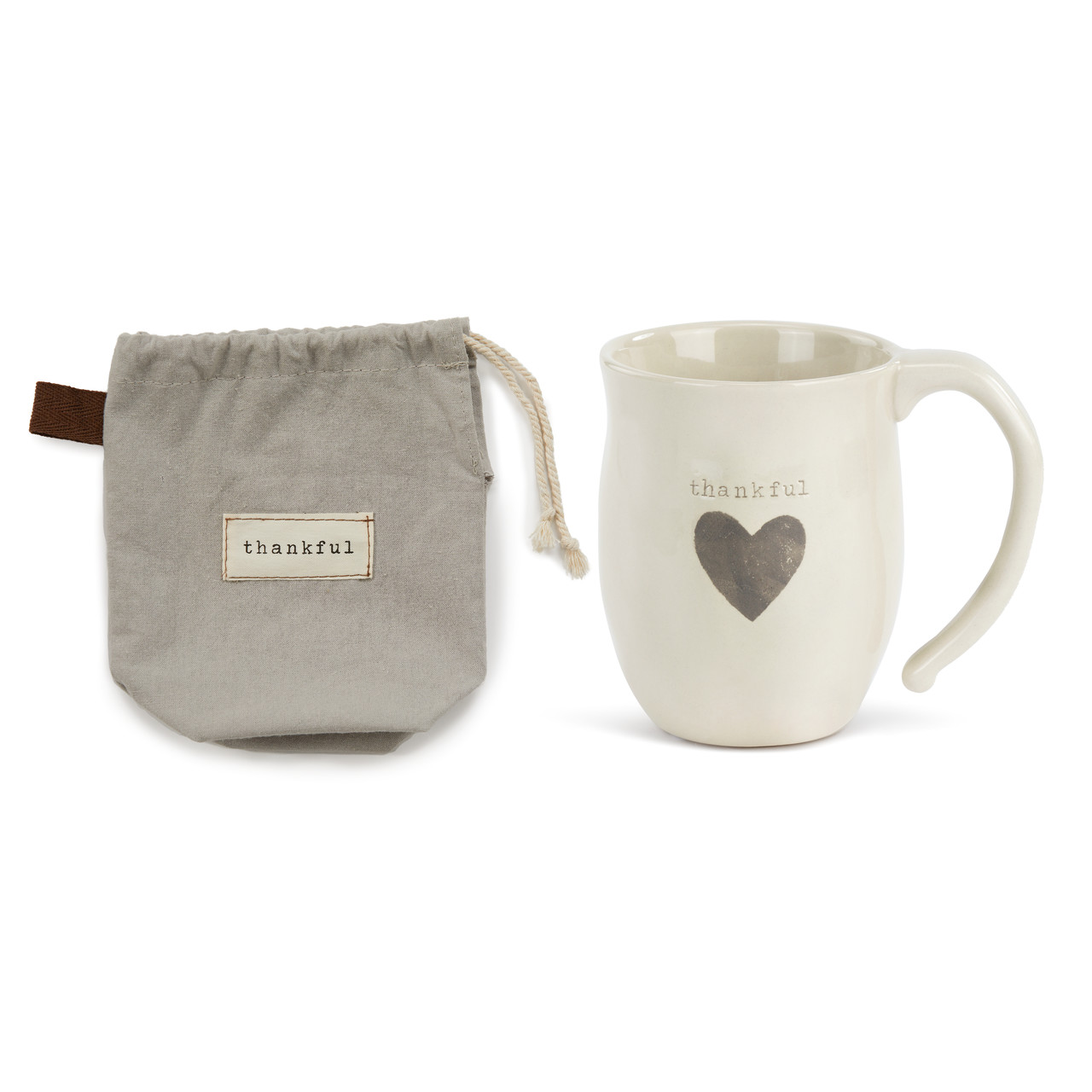 Warm Heart Ivory Stoneware Thankful Heart Mug 16oz thumbnail