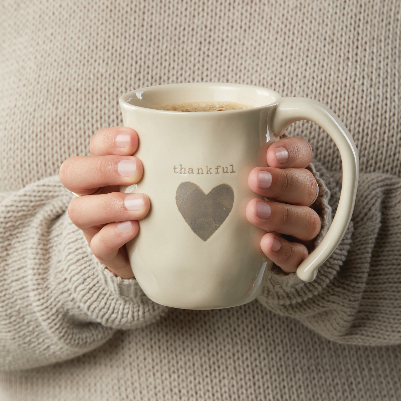 Warm Heart Ivory Stoneware Thankful Heart Mug 16oz thumbnail