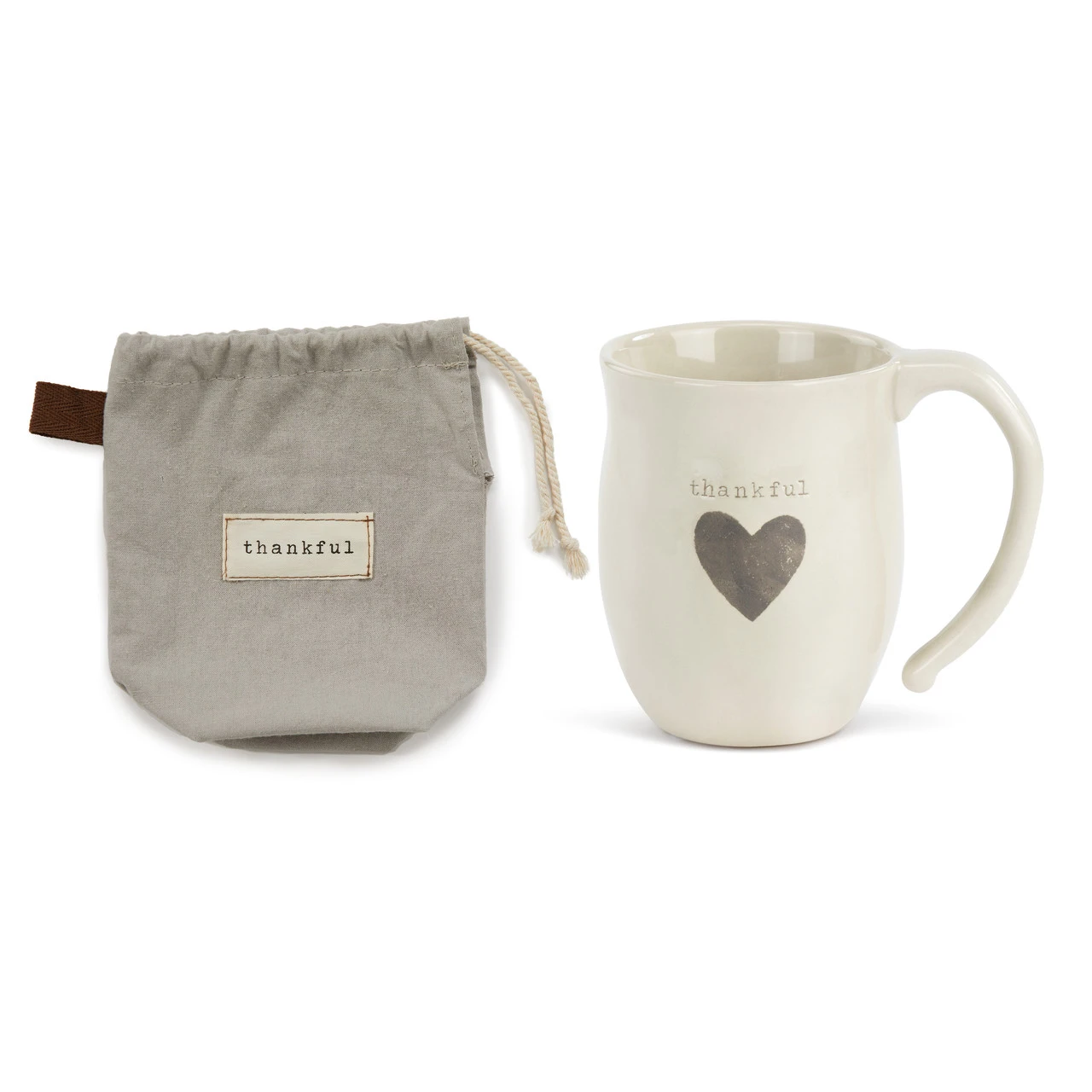 Warm Heart Ivory Stoneware Thankful Heart Mug 16oz thumbnail