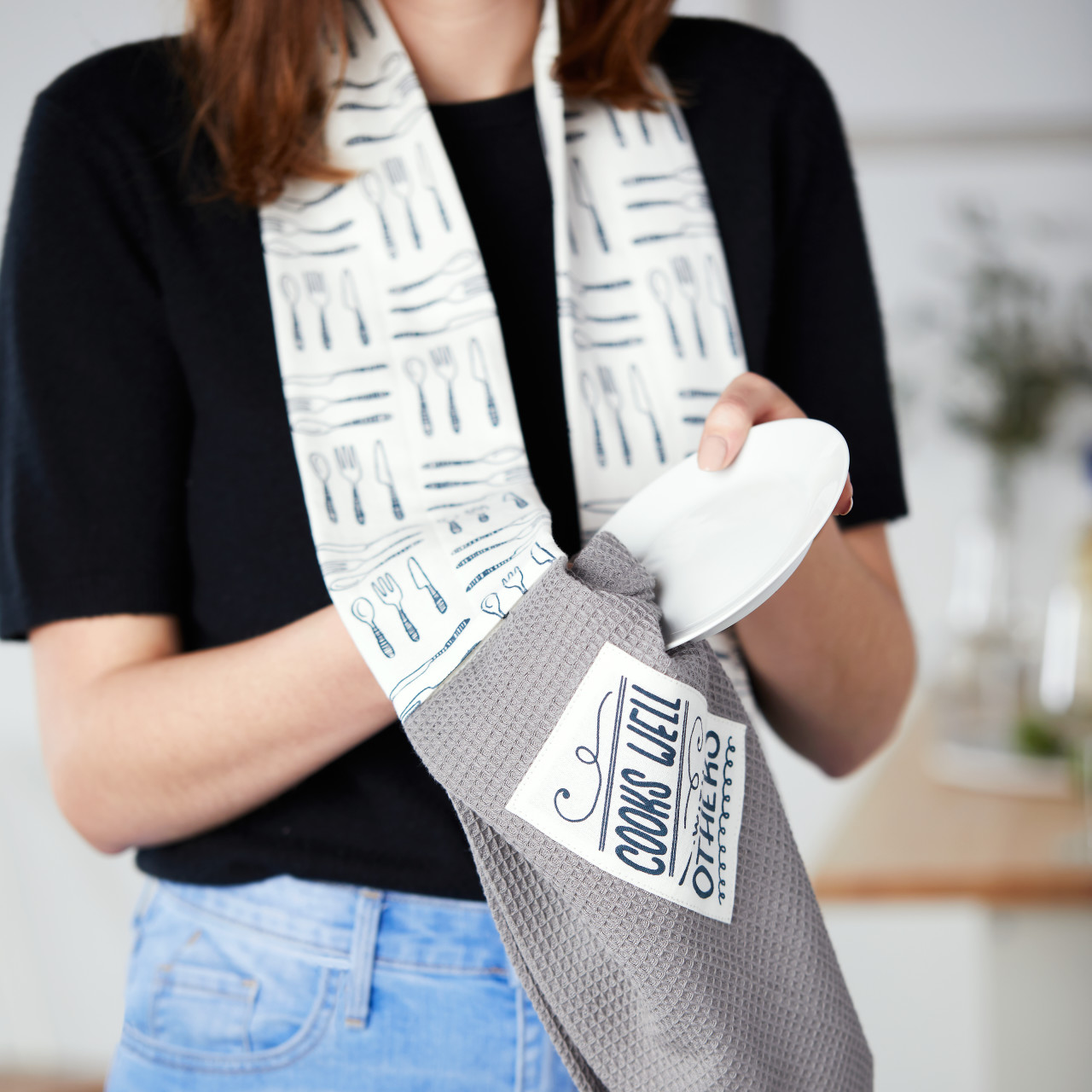 byDesign Serving Gray & White Cooks Well With Others Kitchen Boa 4" x 69" thumbnail