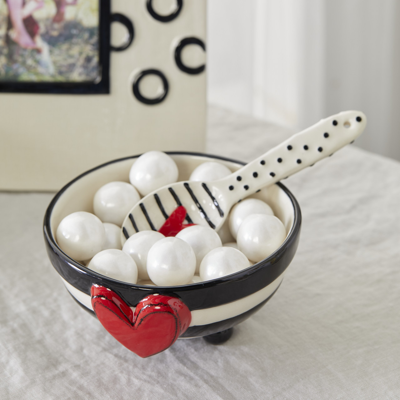 Wide Stripe Candy Bowl with Spoon Set thumbnail