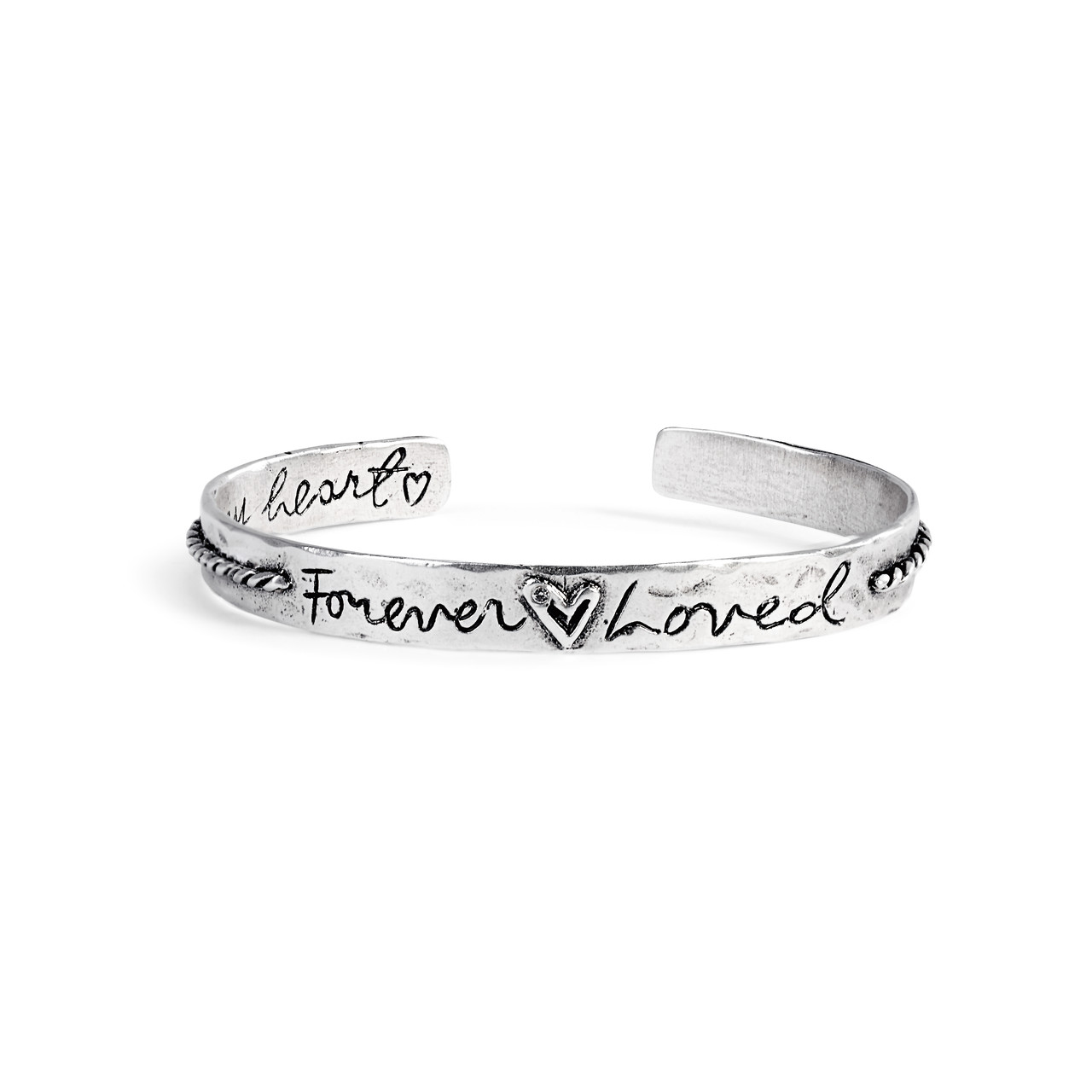 Loving Memories Forever Loved Adjustable Silver Band Bracelet thumbnail