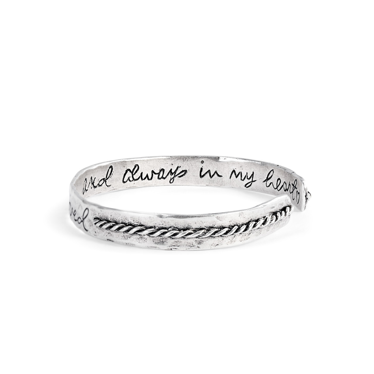 Loving Memories Forever Loved Adjustable Silver Band Bracelet thumbnail