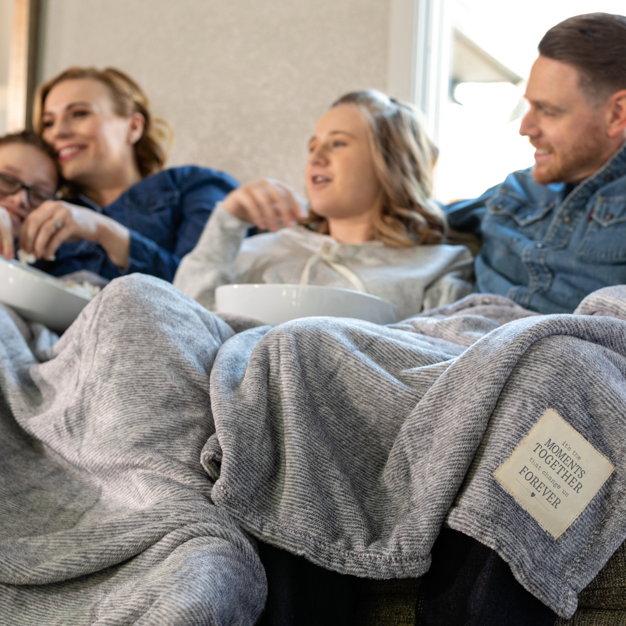 Together Time Family Moments Gray Mega Blanket 60" x 120" thumbnail