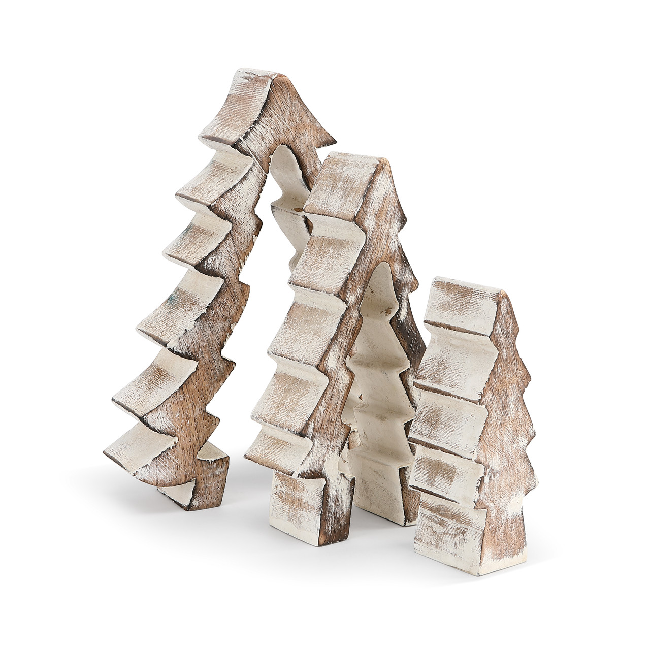 Whitewashed Wood Nesting Trees - Set of 3 thumbnail