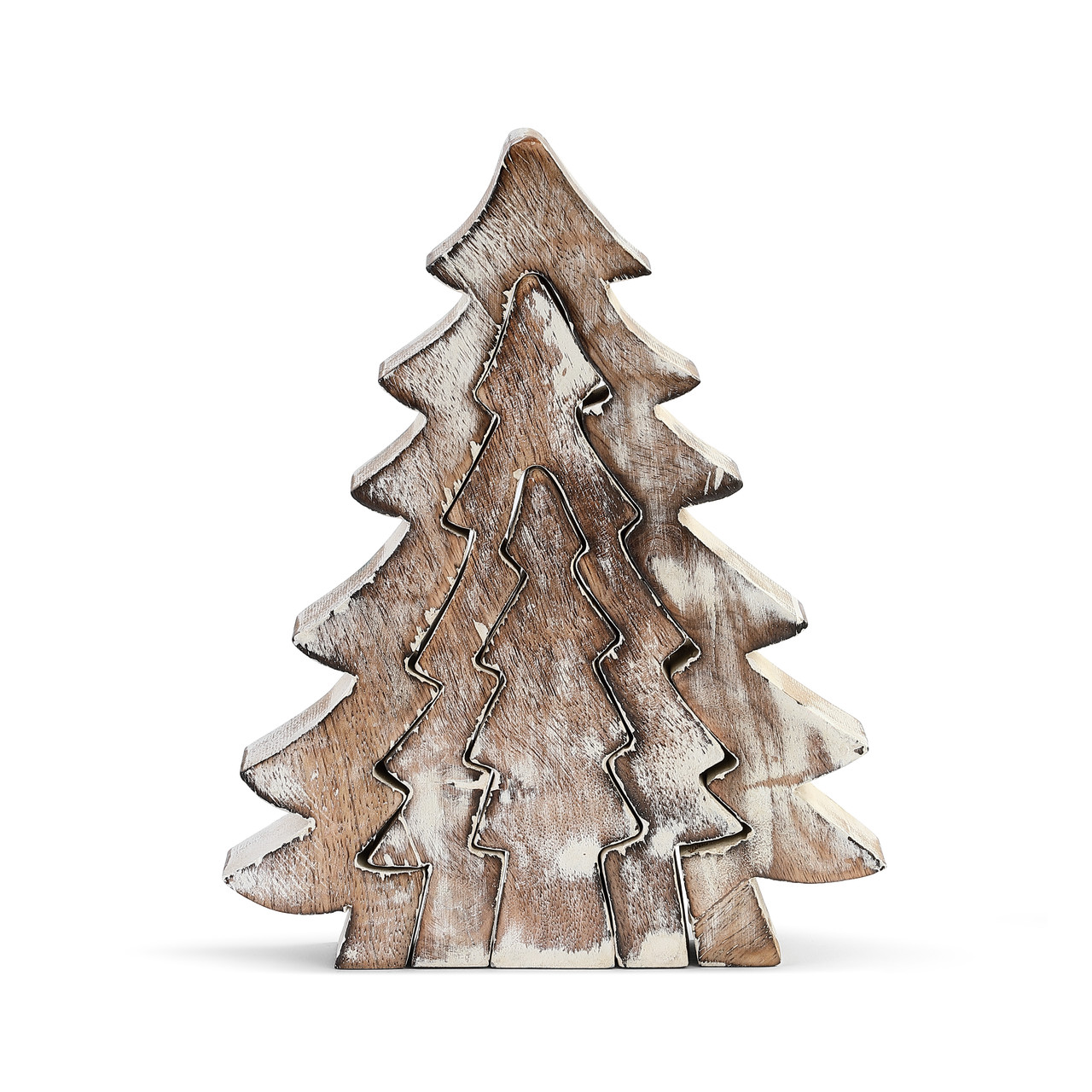 Whitewashed Wood Nesting Trees - Set of 3 thumbnail
