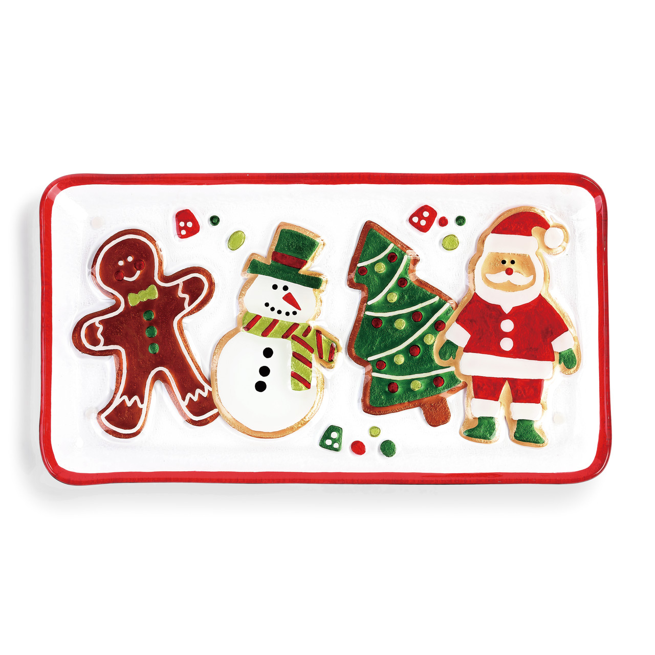 Glass Fusion Christmas Cookie Serving Platter 15" x 8" thumbnail