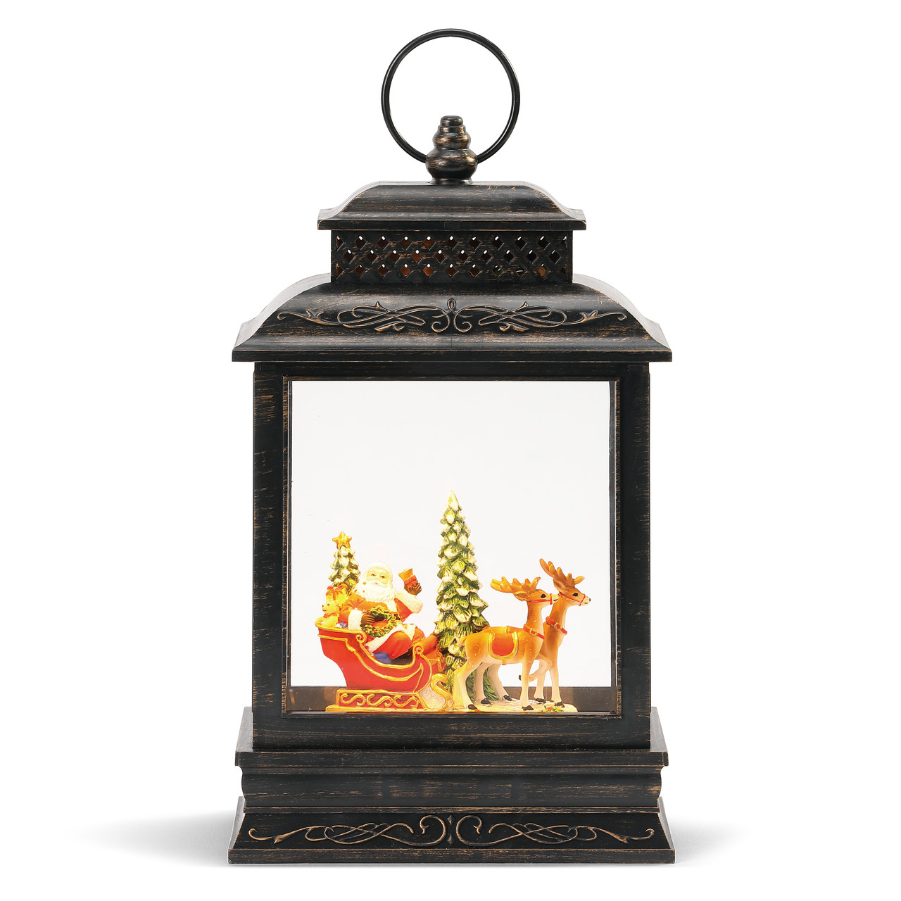 Lit Musical Santa and Sleigh Lantern thumbnail