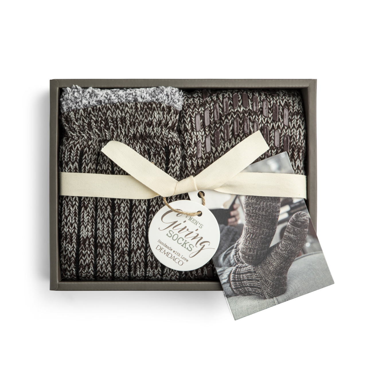 Giving Collection Espresso Men's Gripper Slipper Socks Set thumbnail