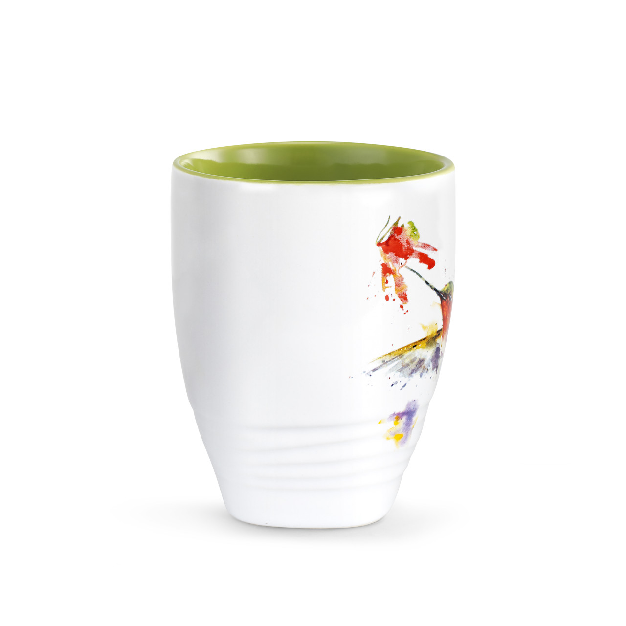 Dean Crouser Stoneware Watercolor Hummer and Flower Mug 16oz thumbnail