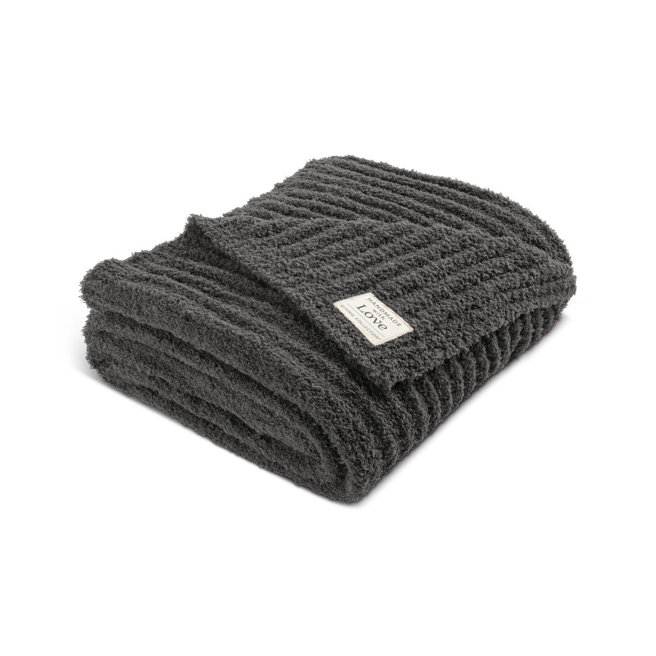 Giving Collection Gray Ribbed Throw Blanket 52" x 62" thumbnail