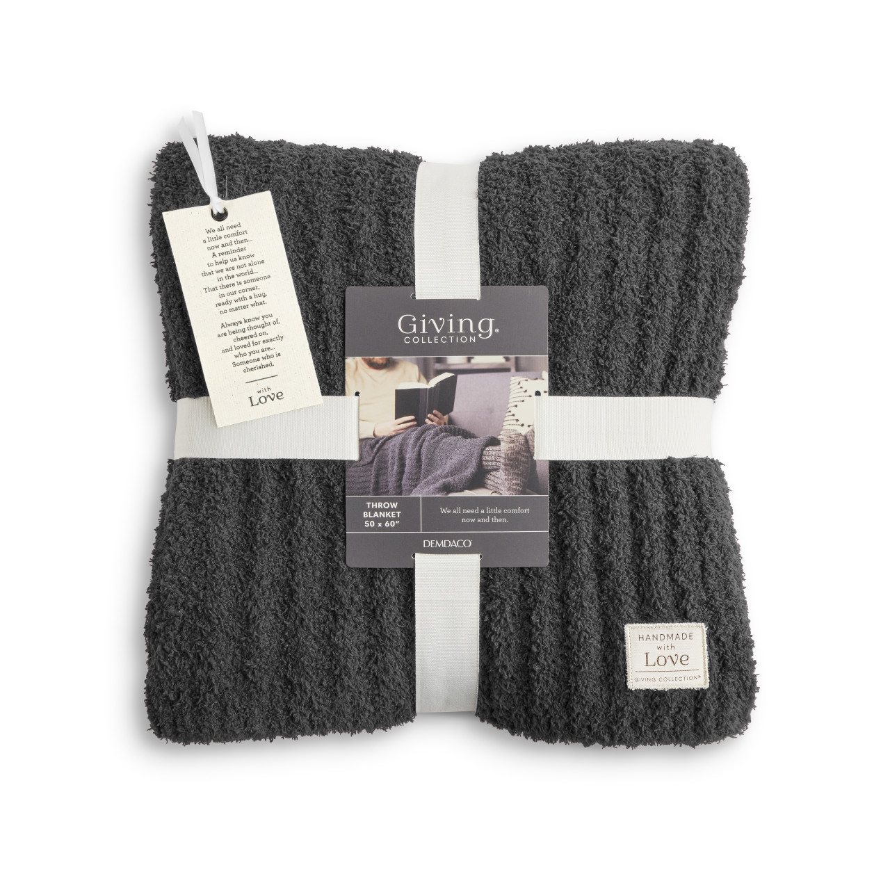 Giving Collection Gray Ribbed Throw Blanket 52" x 62" thumbnail