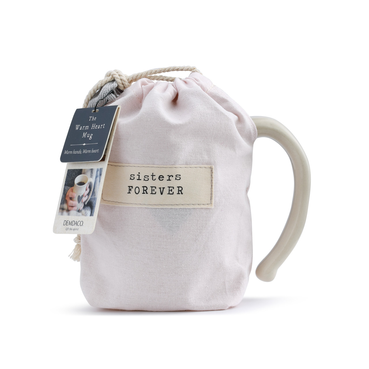 Warm Heart Ivory Stoneware Sisters Forever Heart Mug 16oz thumbnail