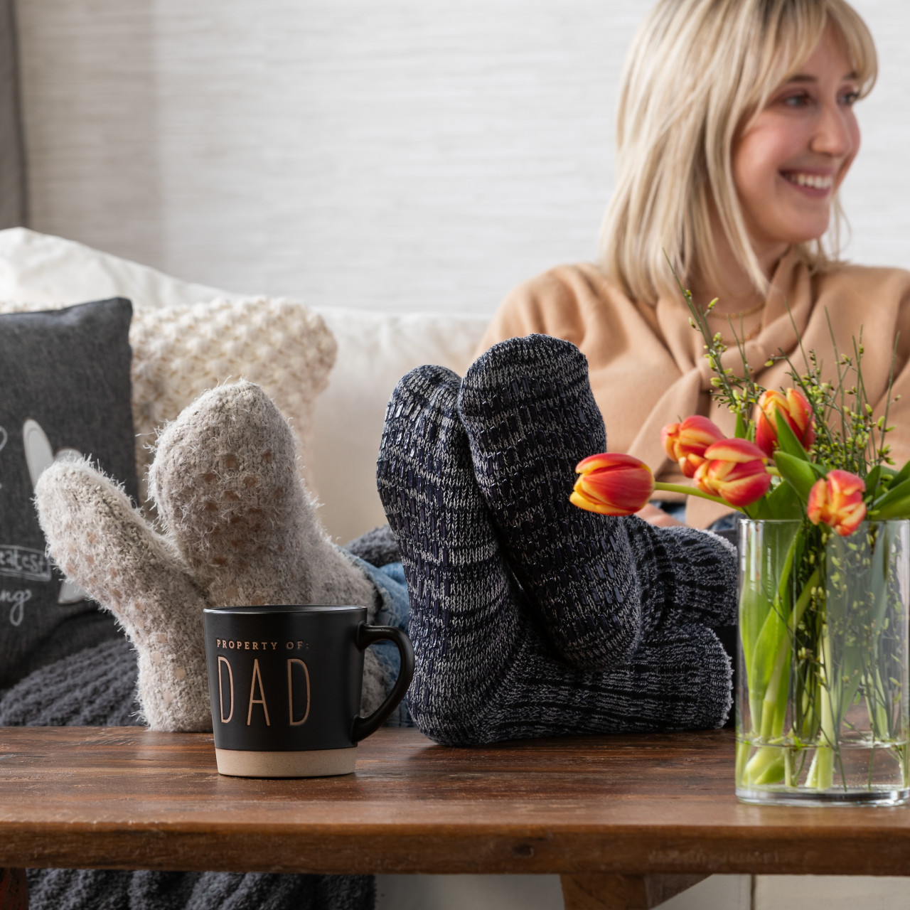 Navy Men's Slipper Socks - Giving Collection thumbnail