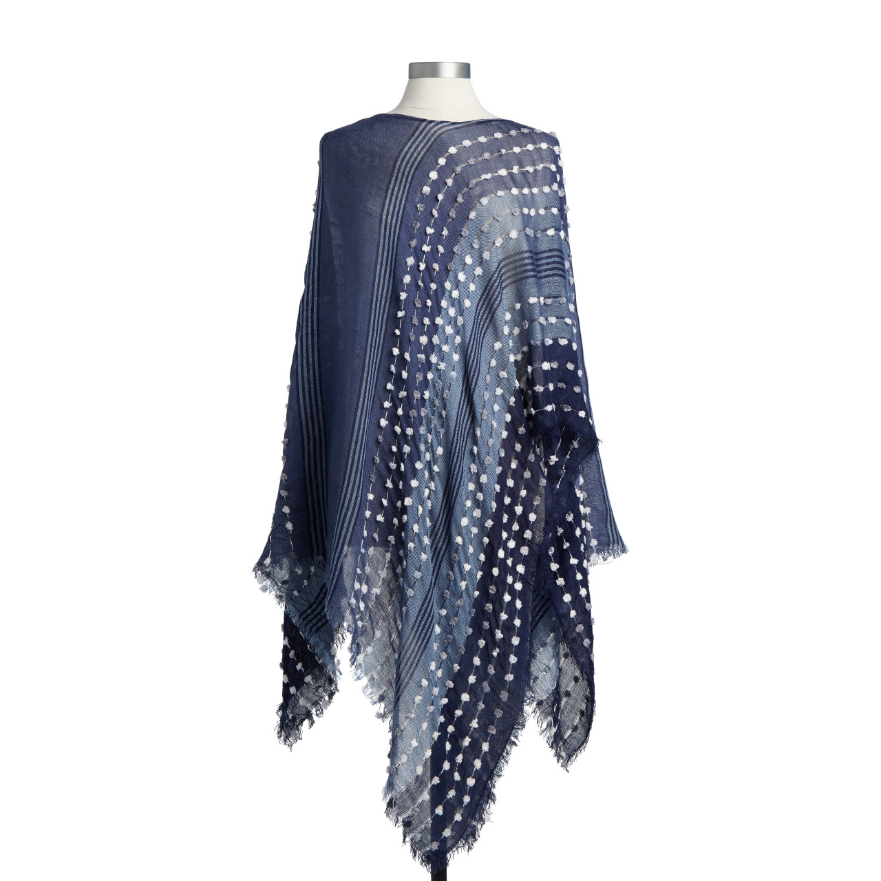 Your Journey Navy Blue Textured Long Sleeve Poncho 43" x 36" thumbnail