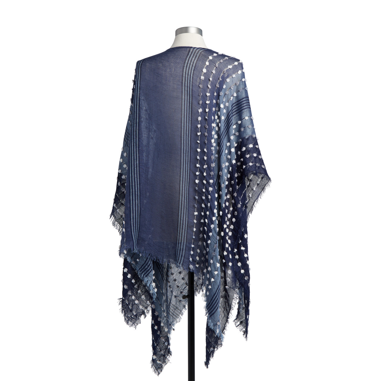 Your Journey Navy Blue Textured Long Sleeve Poncho 43" x 36" thumbnail