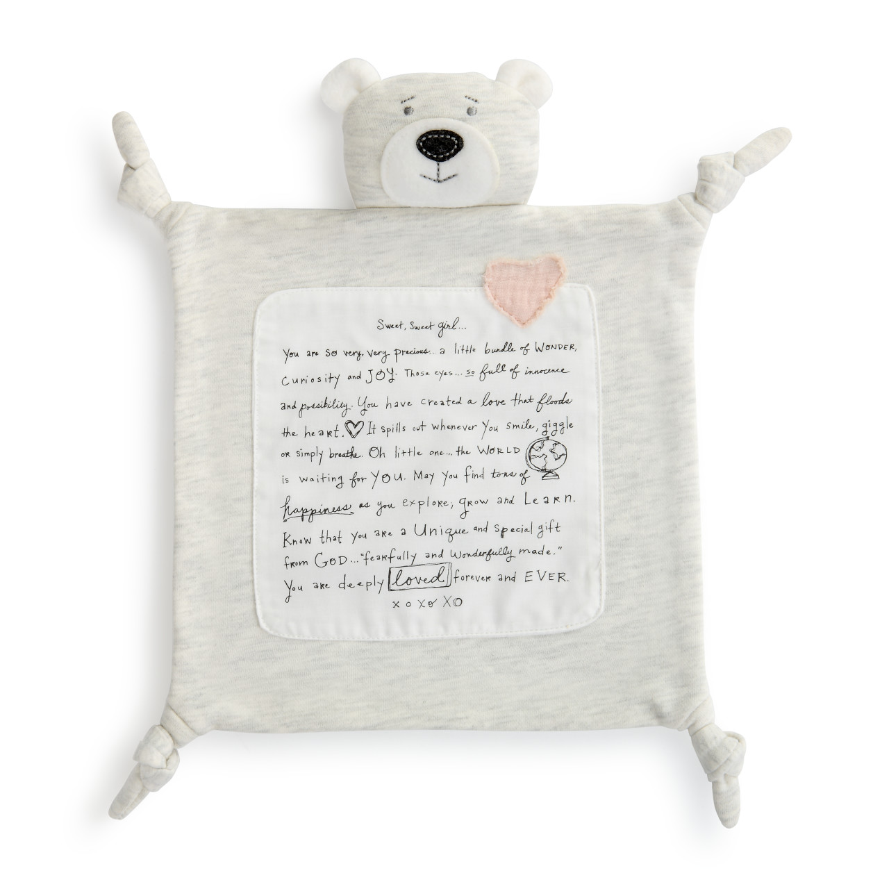 Poetic Threads by Lori Siebert Sweet Girl Gray Bear Blankie 14" x 14" thumbnail