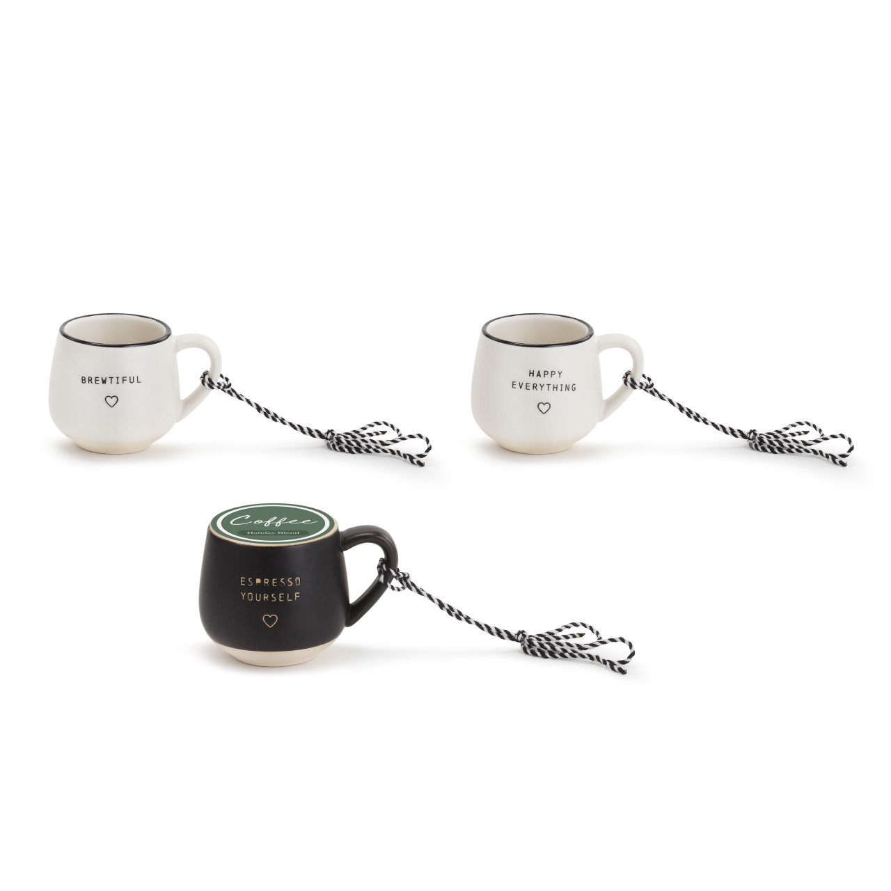 Happy Coffee Pod Mug Ornaments - Set of 3 Assorted thumbnail