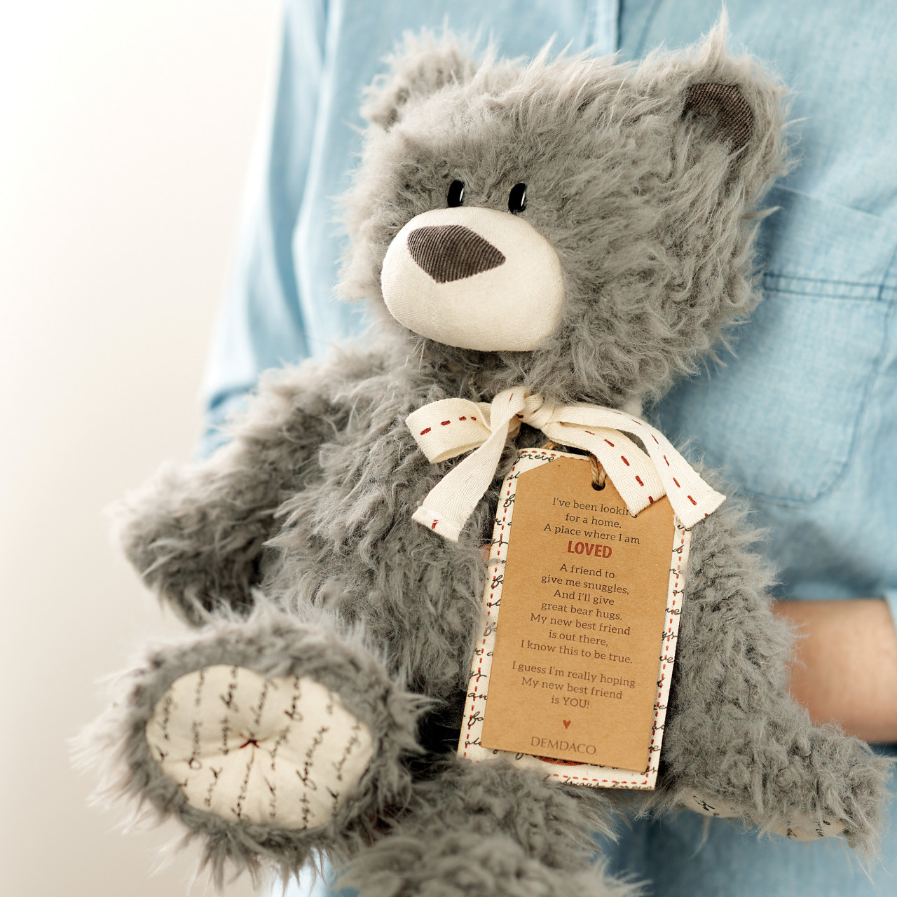 Dark Gray LOVED Bear Stuffed Animal Plush 16" thumbnail