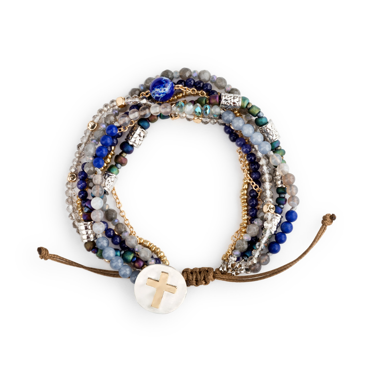 Your Journey Indigo Adjustable Beaded Prayer Bracelet 7" thumbnail