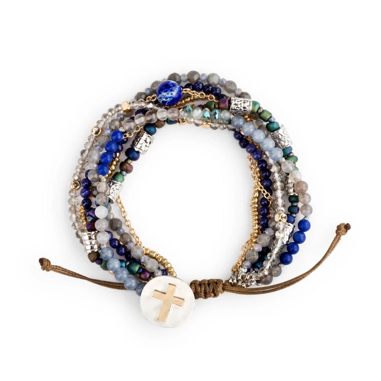 Your Journey Indigo Adjustable Beaded Prayer Bracelet 7" thumbnail