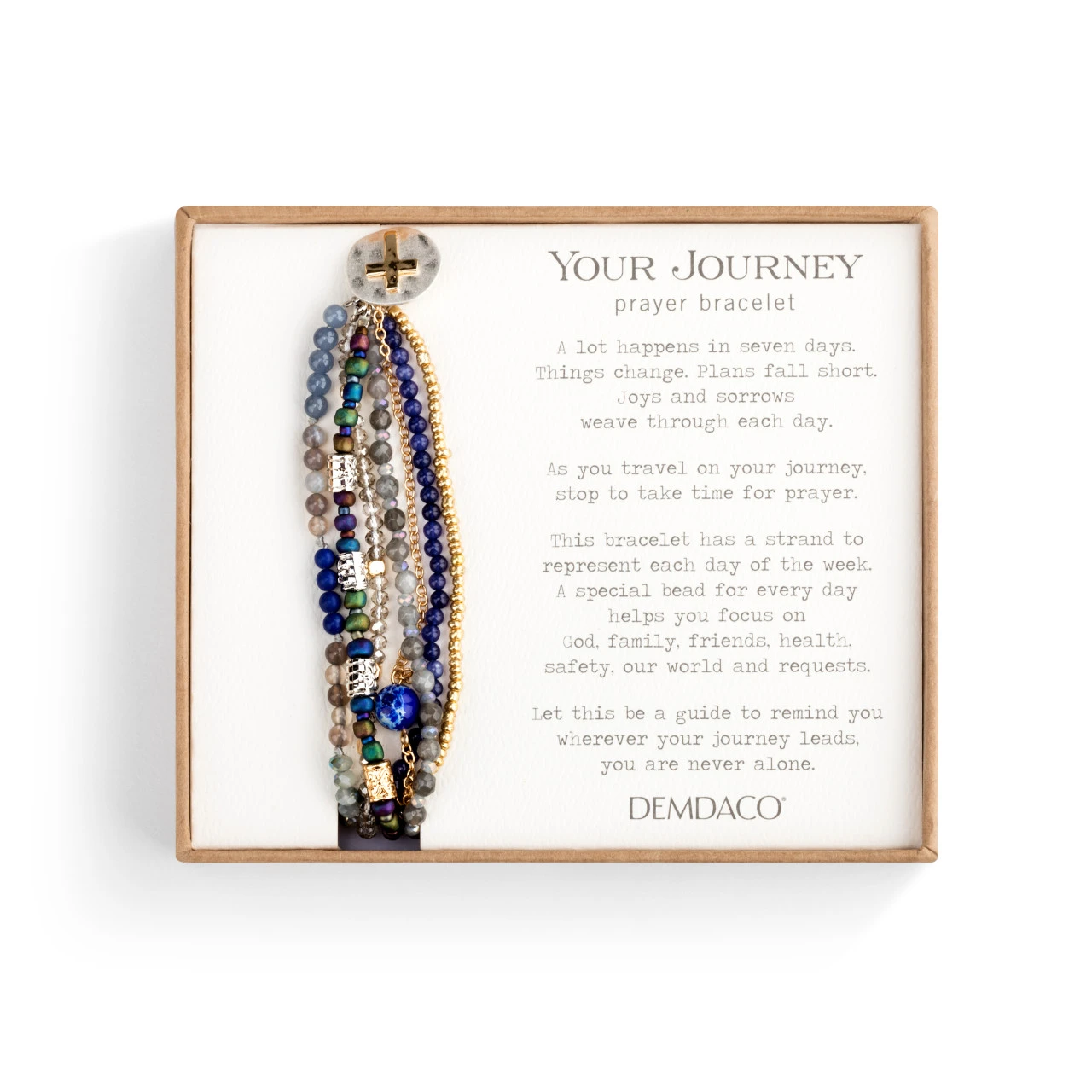Your Journey Indigo Adjustable Beaded Prayer Bracelet 7" thumbnail