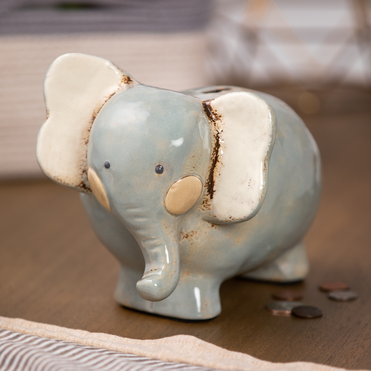 Noah's Ark by Lori Siebert Ceramic Elephant Bank 6" x 6.5" thumbnail