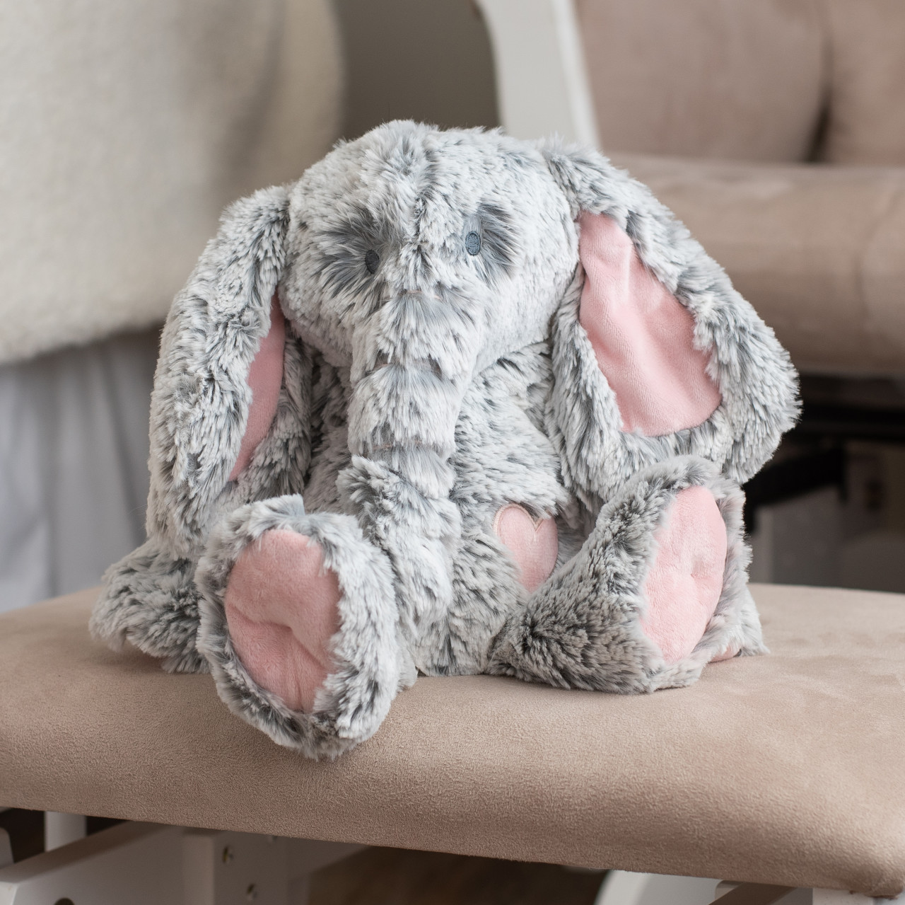 Luxurious Elephant Plush - Pink - Nursery Keepsake thumbnail