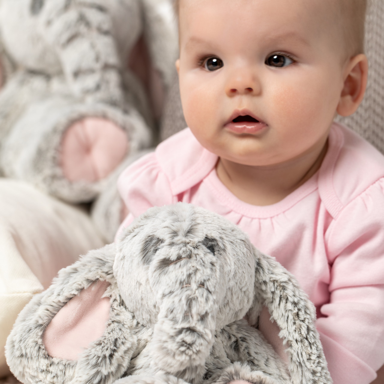 Luxurious Elephant Rattle - Pink - Nursery Keepsake thumbnail