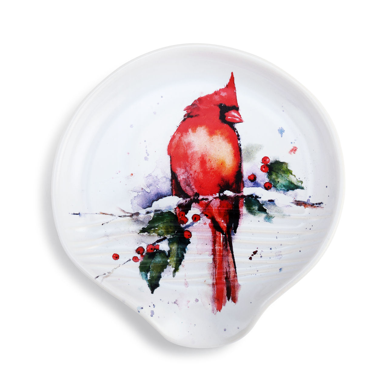 Cardinal and Holly Spoon Rest Stoneware thumbnail